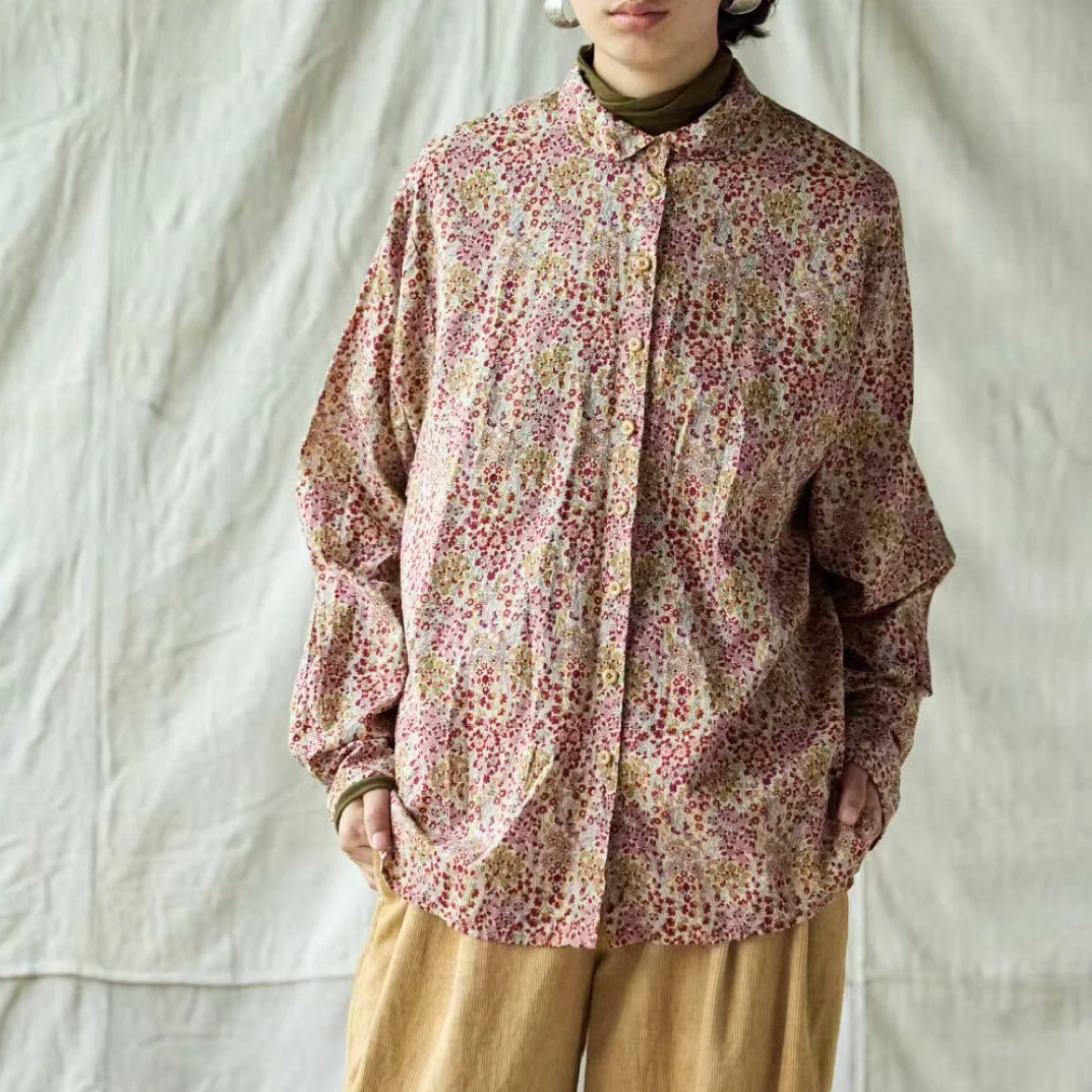 左岸迷香2025秋冬复古花衬衫