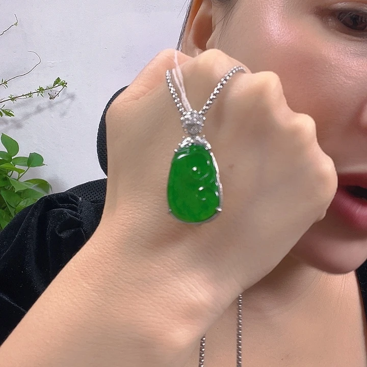 翡翠银S925镶嵌吊坠(不含链)