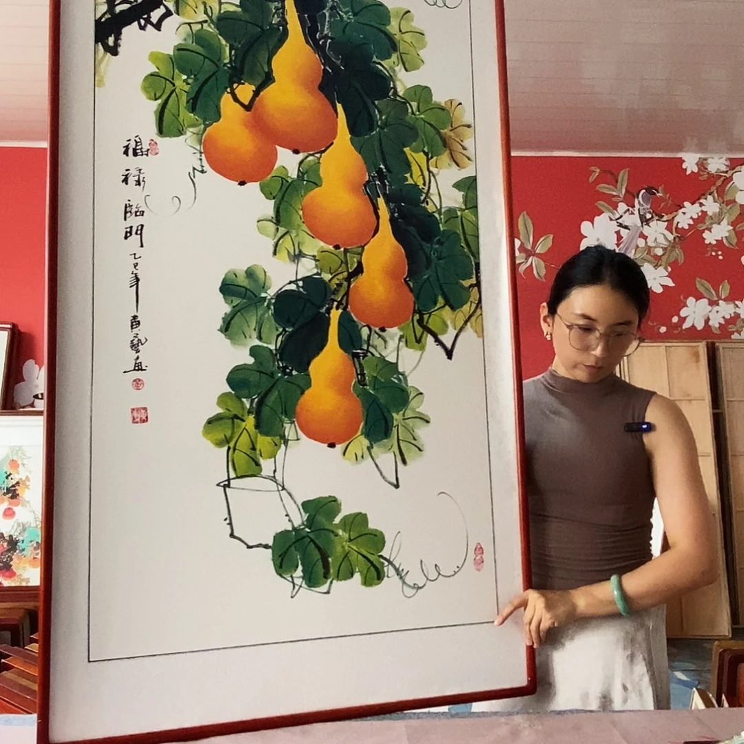 李***㐅国画手写手绘带框包邮82✖️162国画作品