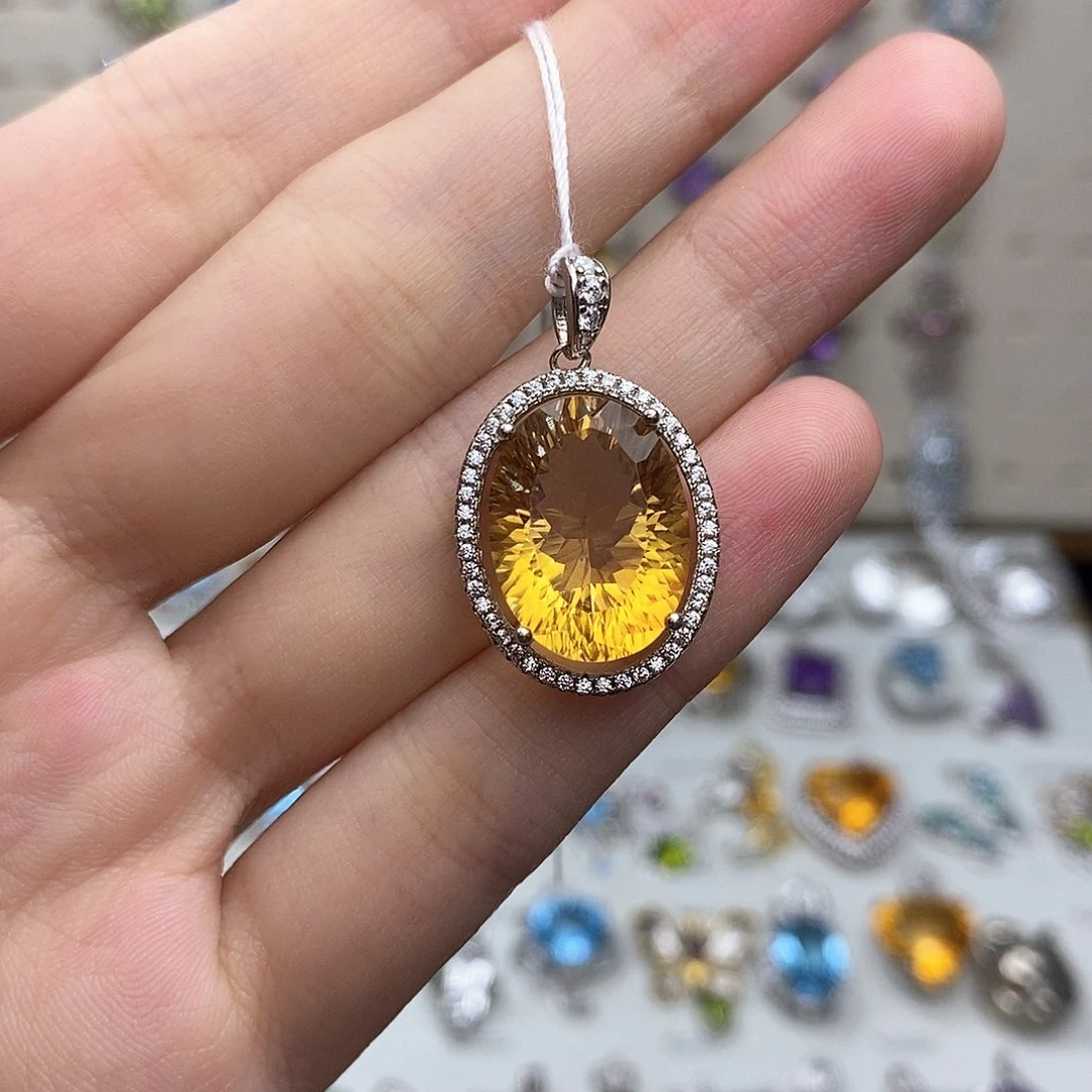 吊坠(不含链)银S925镶嵌黄晶（一物一证）