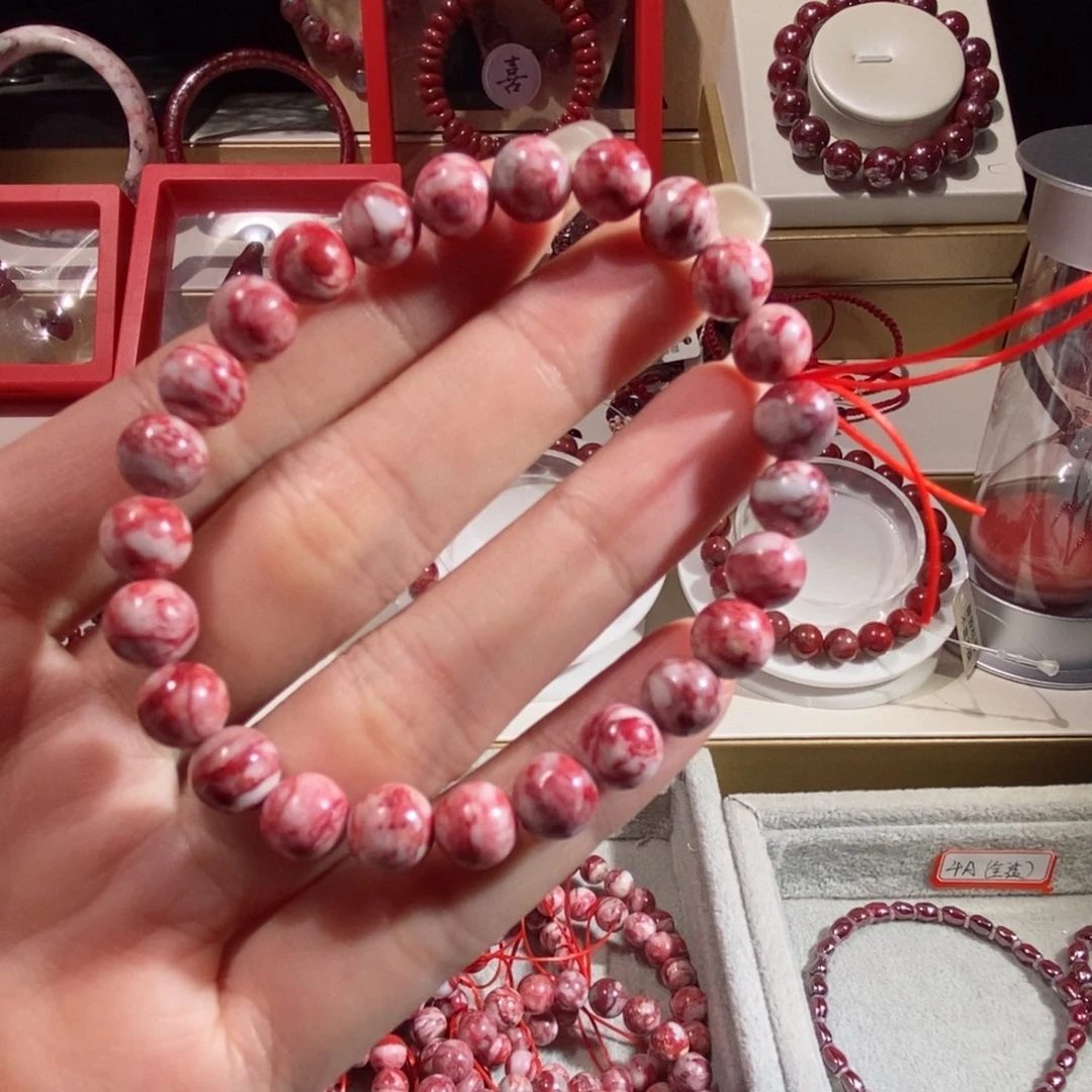 天然辰砂原石手串