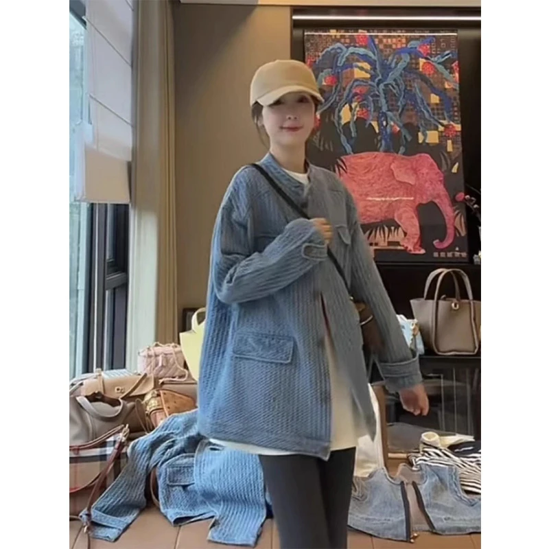 宽松型设计感小香风软牛仔外套女春季欧若风洋气百搭休闲大版夹克