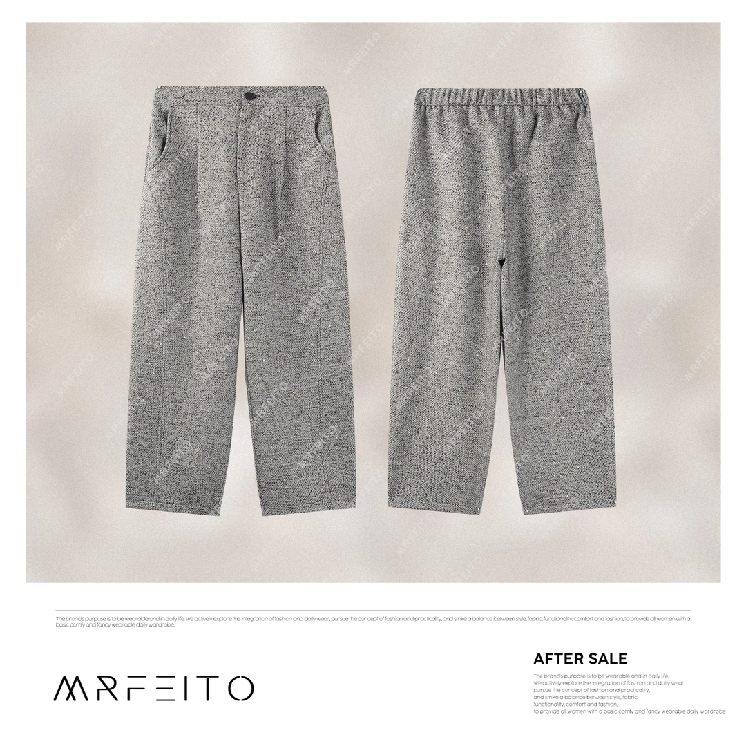 2025新款全身珠片花纱工艺直筒休闲裤子H16K02C30533