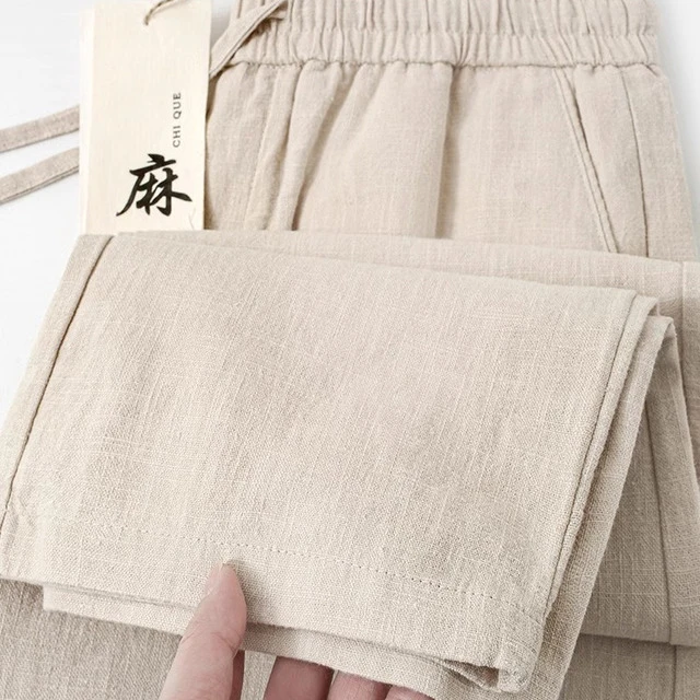亚麻裤男夏季宽松直筒男士休闲长裤春夏新款男裤夏天垂感棉麻裤子