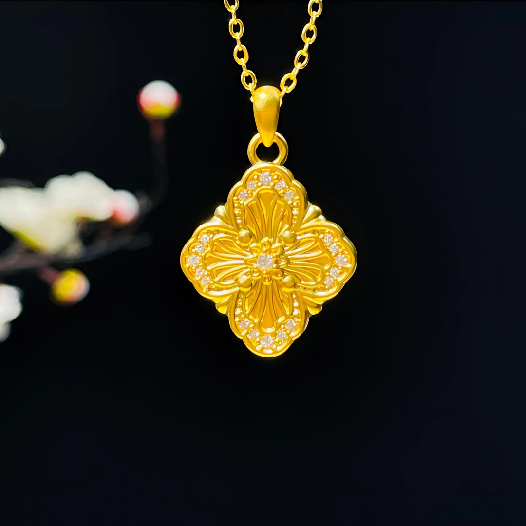足金999 布家四叶时尚吊坠(不含绳和链） DZ045