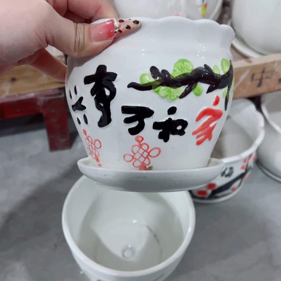 有孔，陶瓷花盆满10米包邮发货