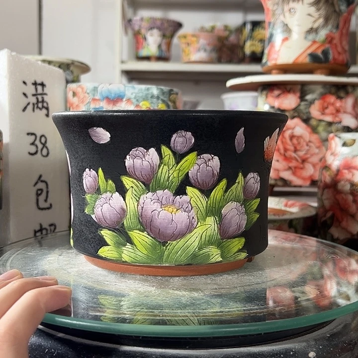 景德镇手绘花盆幸运花盆