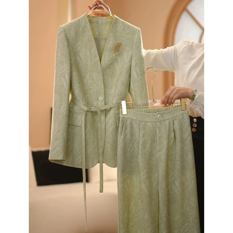 【木木衣橱】2025新款薄荷曼波色系气质时尚休闲修身女装套装