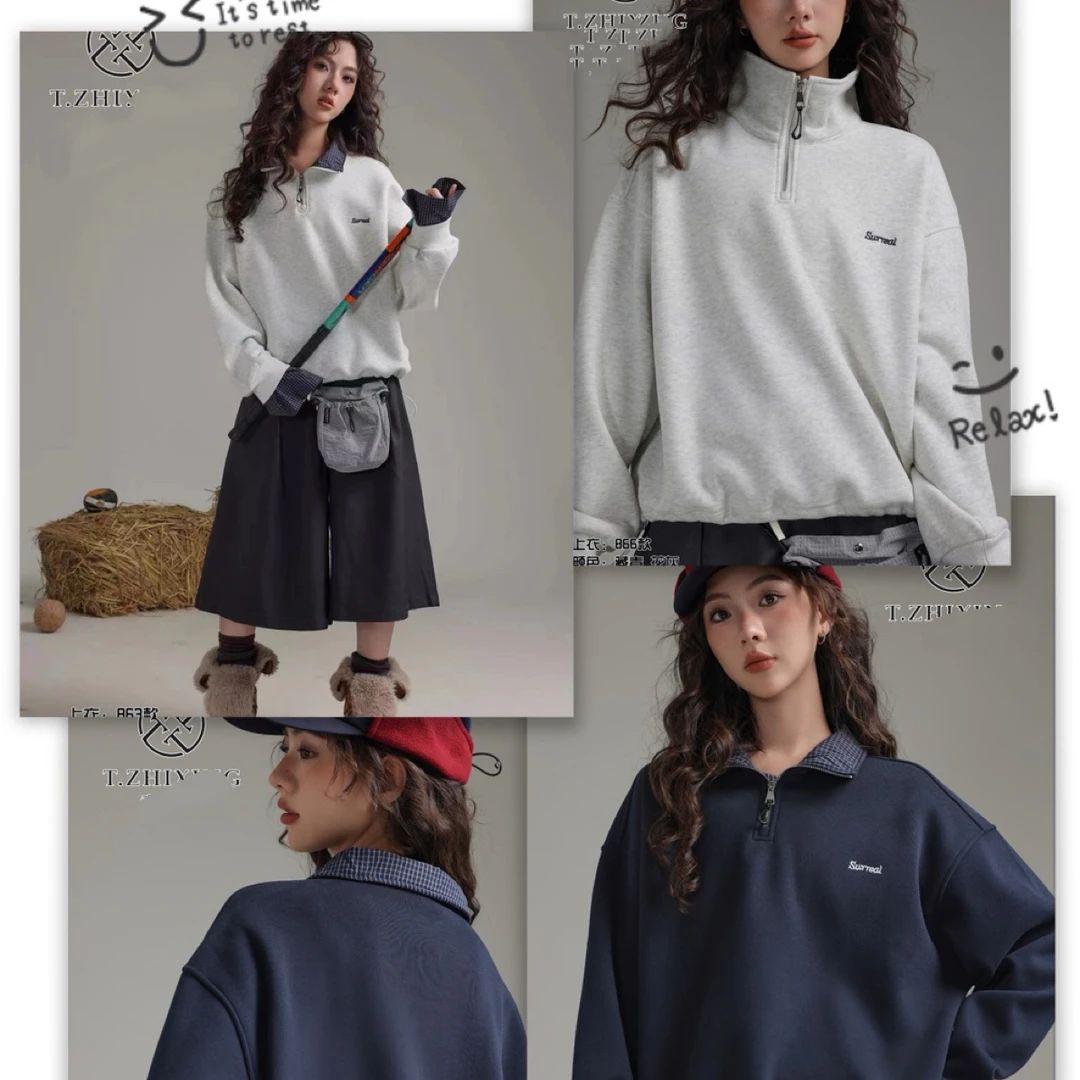 实体店小众品牌童装～女大童一体绒卫衣百搭～新款秋冬上衣加绒宽松