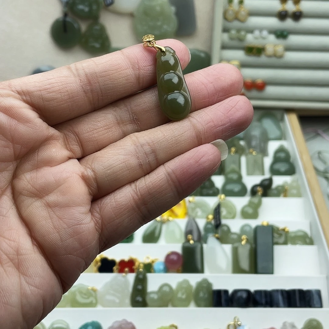 和田玉银S925镶嵌吊坠(不含链)