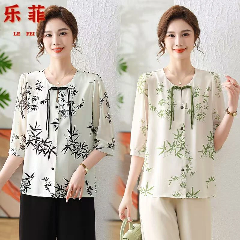 春季新款妈妈装2025时尚宽松大码中老年女装春季新款妈妈装小衫