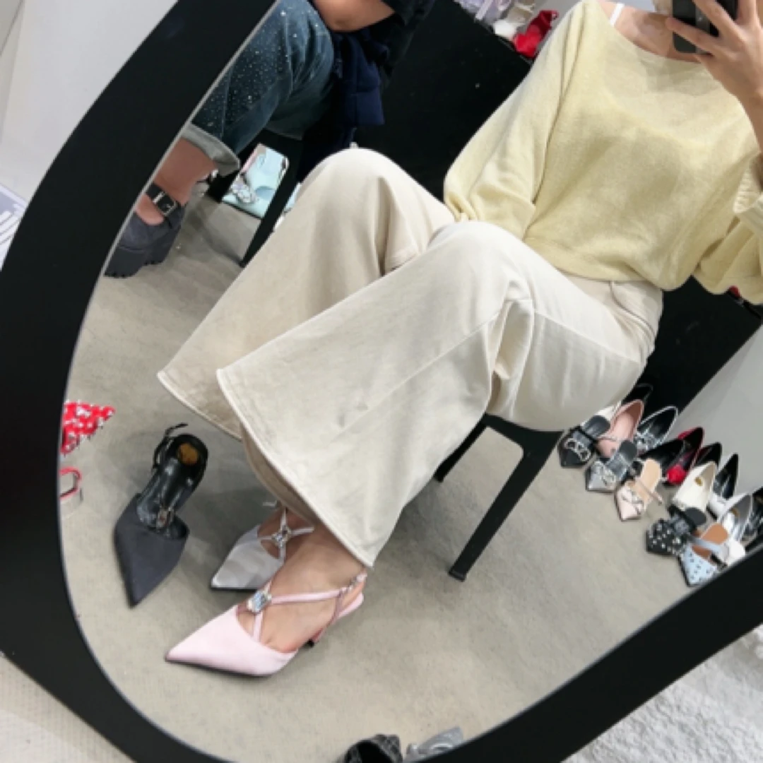 888-7新款女鞋尖头高跟鞋女细跟一字带包头凉鞋鞋