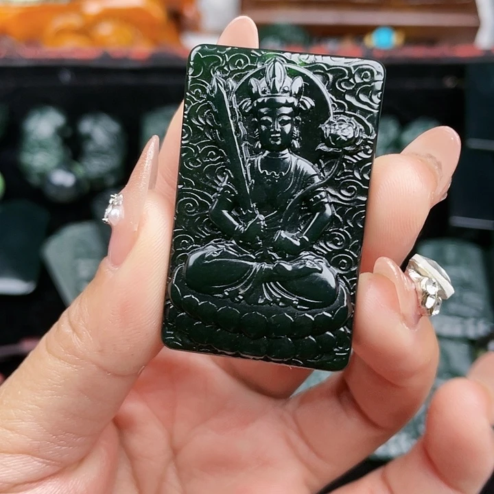 蛇纹石玉未镶嵌挂件泰山玉虚空藏菩萨