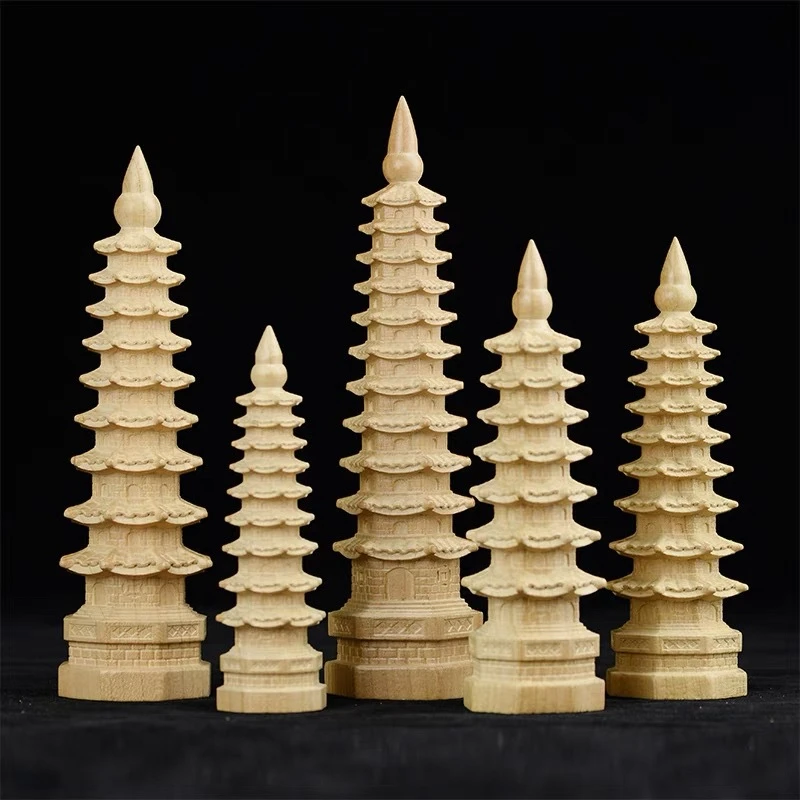 桃木7层9层11层13层文昌塔木质雕刻摆件工艺品办公室考试摆件