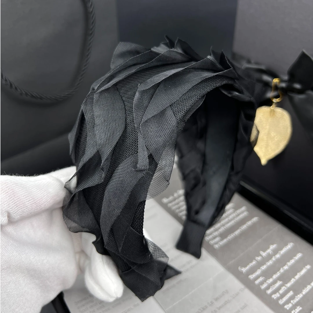 叶之秋宽边网纱大褶皱边发箍气质高颅顶头包脸简约网纱宽边发饰