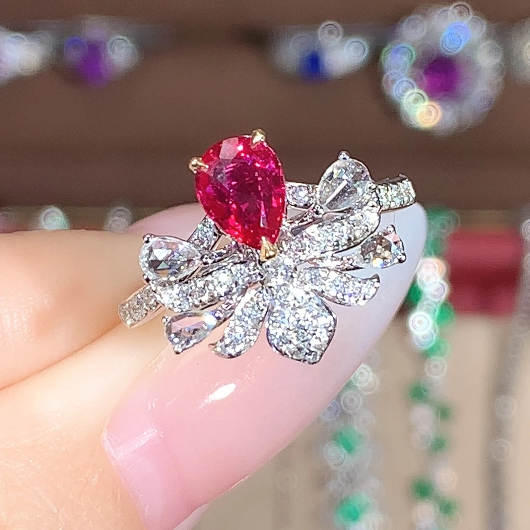 红宝石戒指18K金镶嵌1.03ct/天然宝石/七天无理由