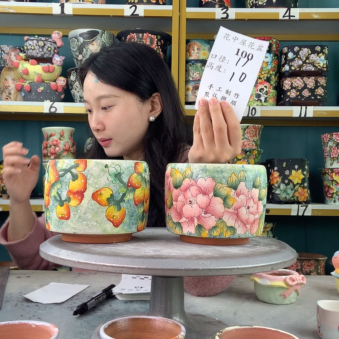 陶景德镇手工花盆100