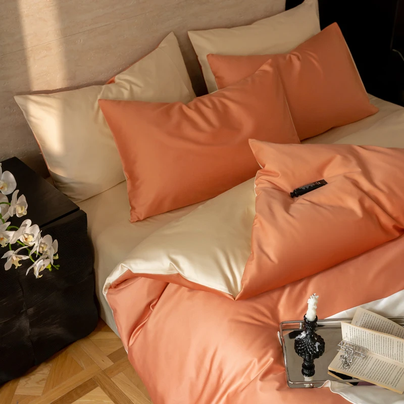 100%全棉贡段四件套纯色简约风纯棉床上用品