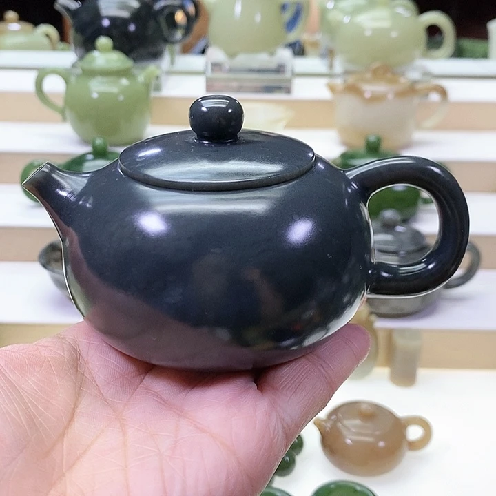 和田玉未镶嵌挂件茶壶220m l