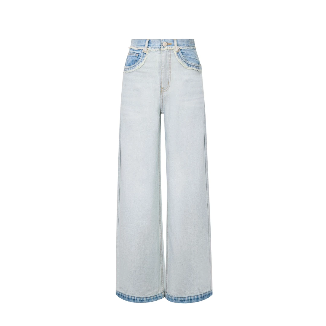 【商场同款新品】ANN ANDELMAN 25秋季牛仔裤蓝色高腰女士宽松水洗