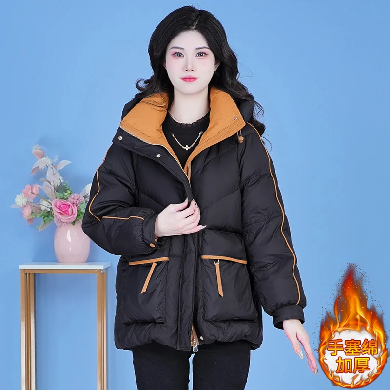 宽松显瘦洋气减龄连帽棉服女2025潮冬季新款韩系加厚休闲显瘦外套