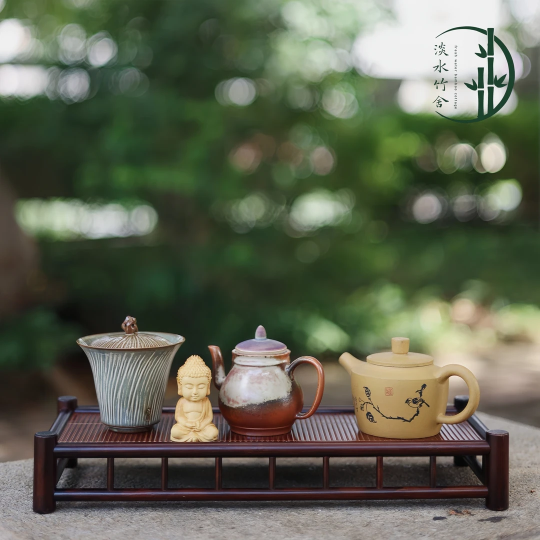 【青山】茶具茶室中式主人杯茶道竹制收纳架干泡纯手工茶台简约家用