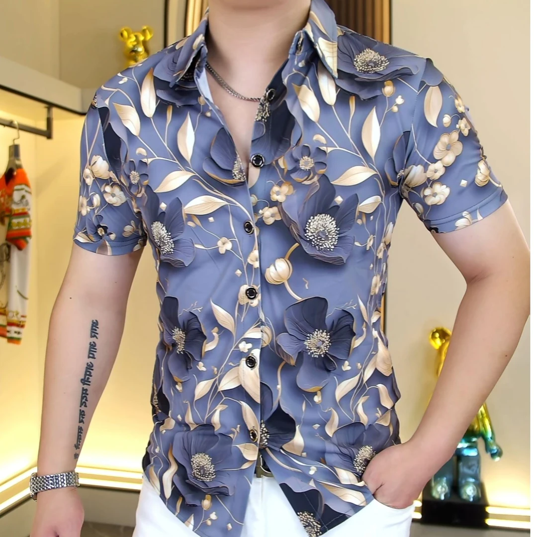 【阿东男装】2633男士夏季时尚潮流高品质短袖衬衫