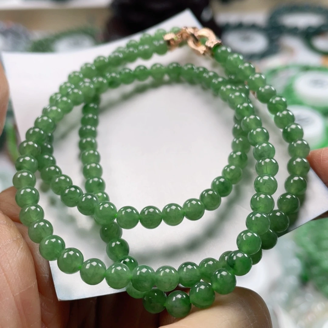 翡翠手链未镶嵌天然翡翠项链5mm