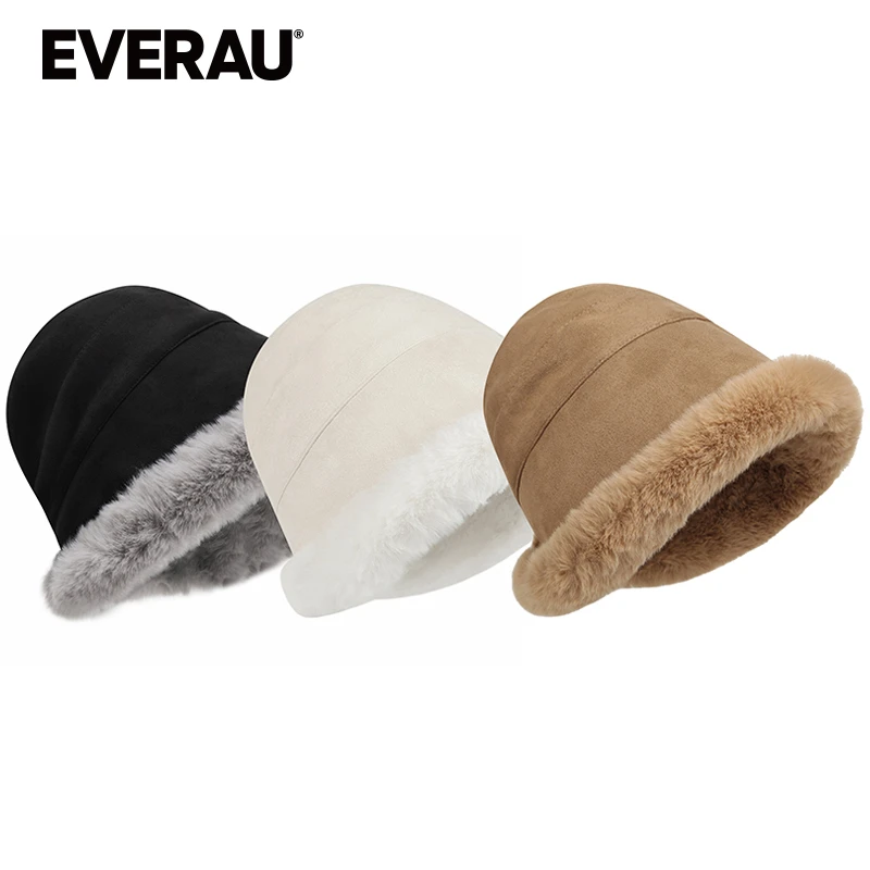 EVERAU秋冬季毛绒绒渔夫盆保暖帽子户外滑雪防寒防风百搭EAA031
