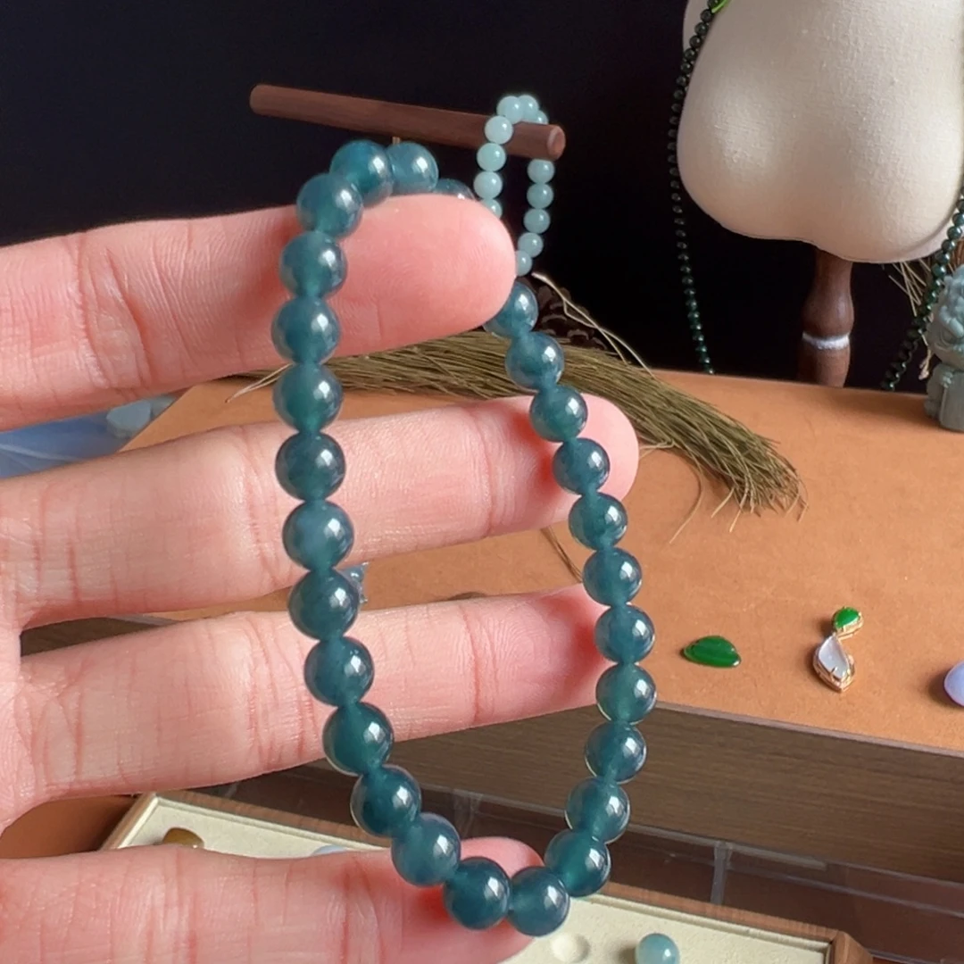 翡翠未镶嵌手串卡6mm