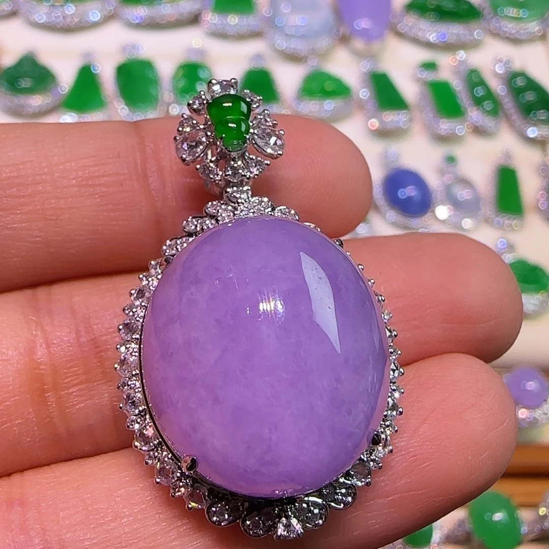 翡翠18K金镶嵌吊坠(不含链)