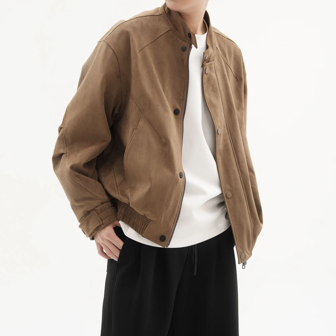 CityDay【楠哥】哑光骑士·仿麂皮绒巴恩风机车复古夹克外套 8587