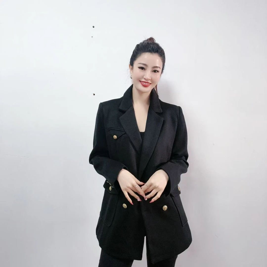 【静姐宠粉】品牌撤柜中长款加厚西装时尚宽松外套韩版5210女式