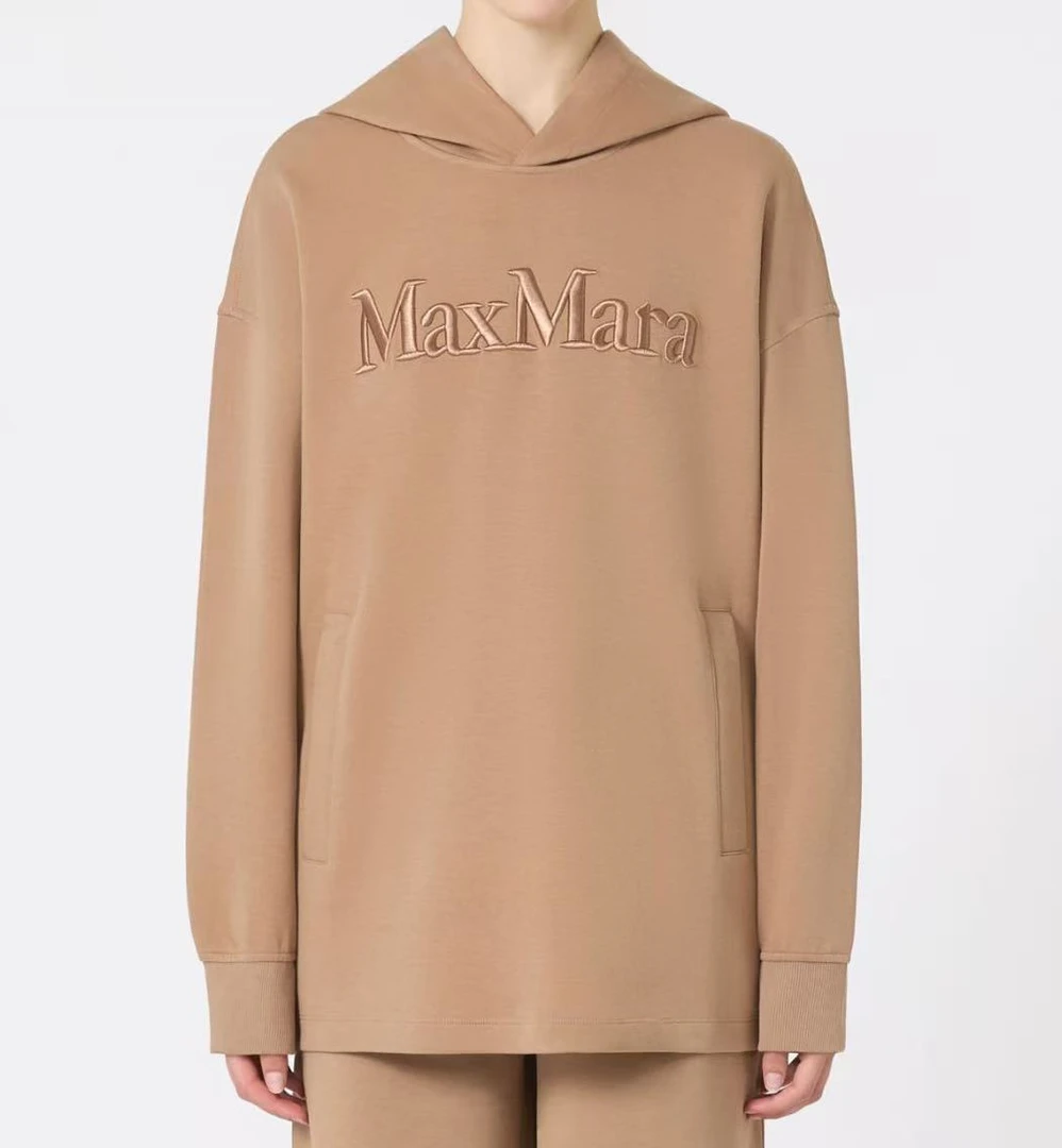 未使用 MaxMara S系列25秋冬新款logo扩版连帽休闲卫衣visiera