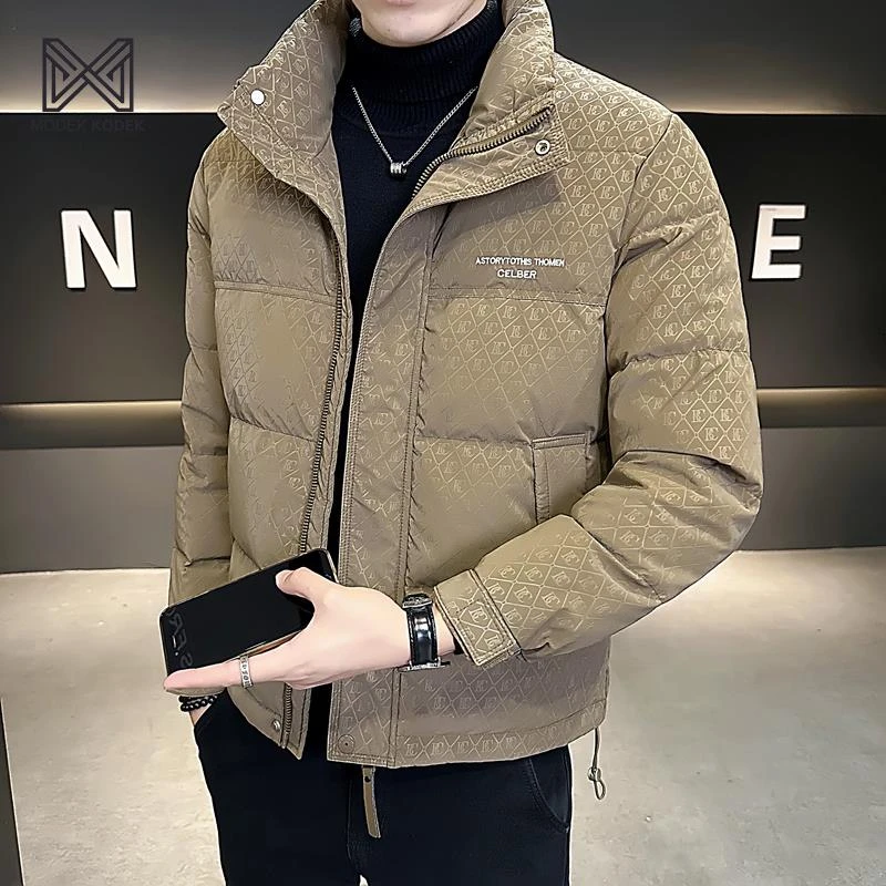 MODEK KODEK男士秋冬2025新款潮牌立领印花痞帅轻薄加厚羽绒外套