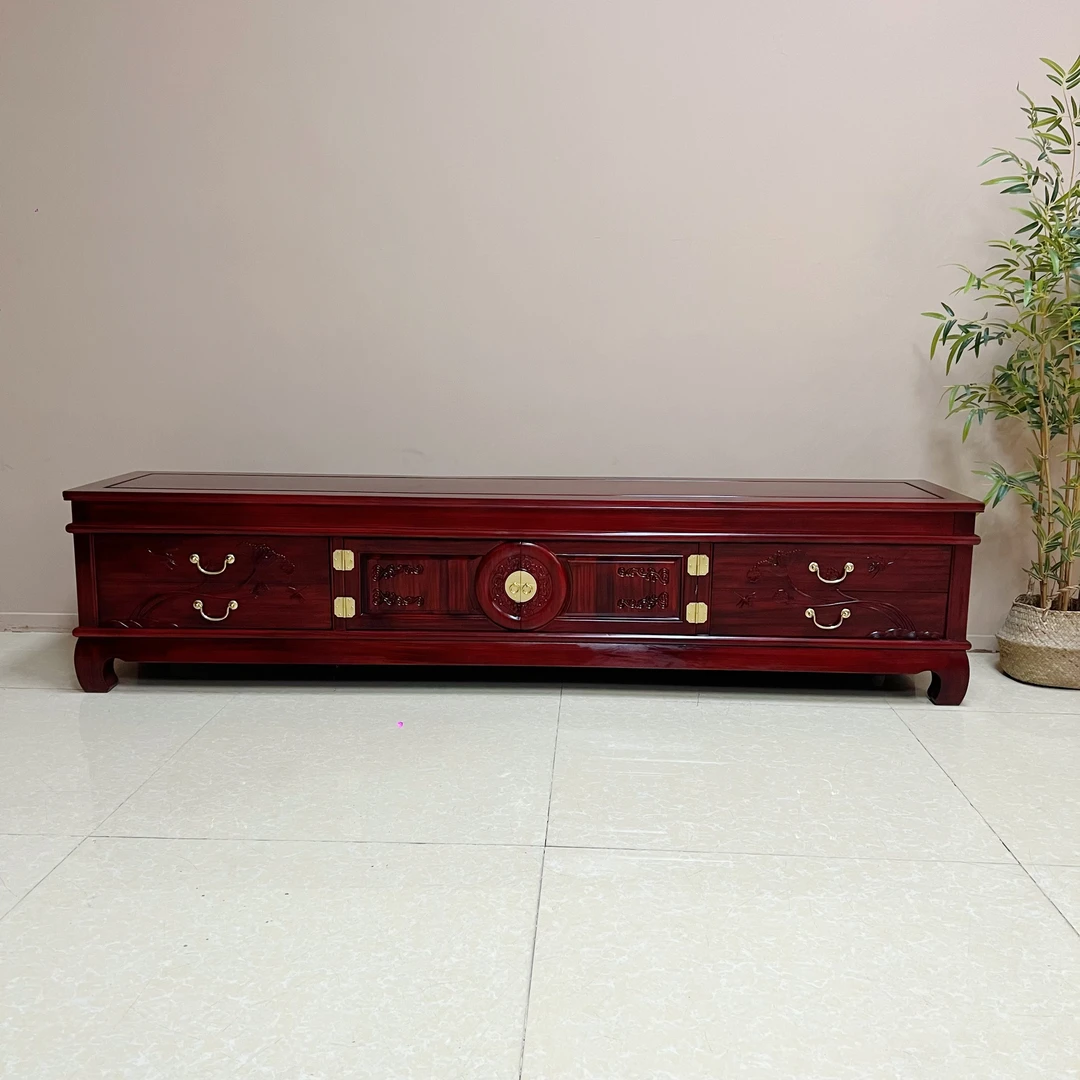 南美酸枝木家用新中式客厅电视柜雕花新中式新古典会所家用