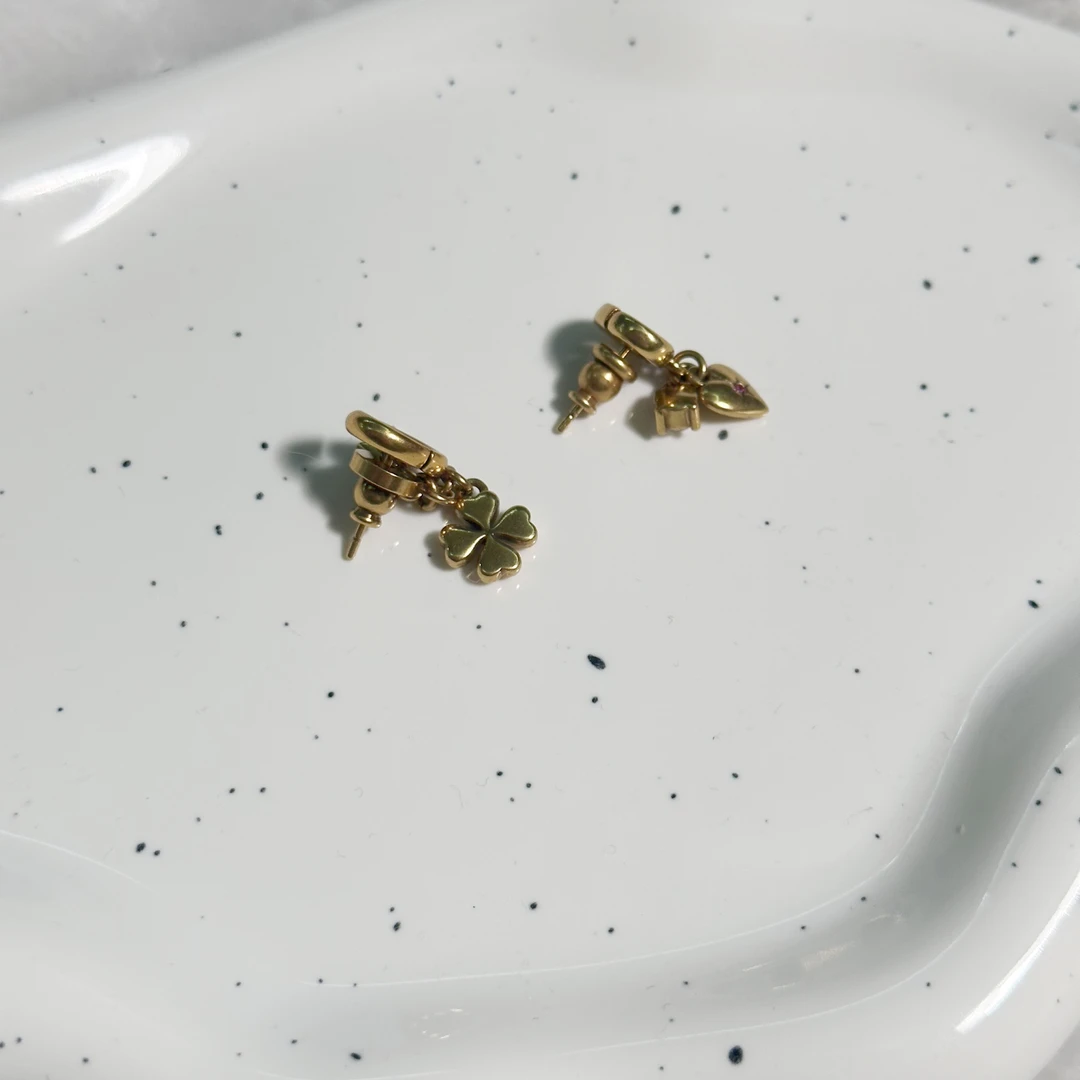 铜合金合成锆石耳饰 耳钉5372百搭法式