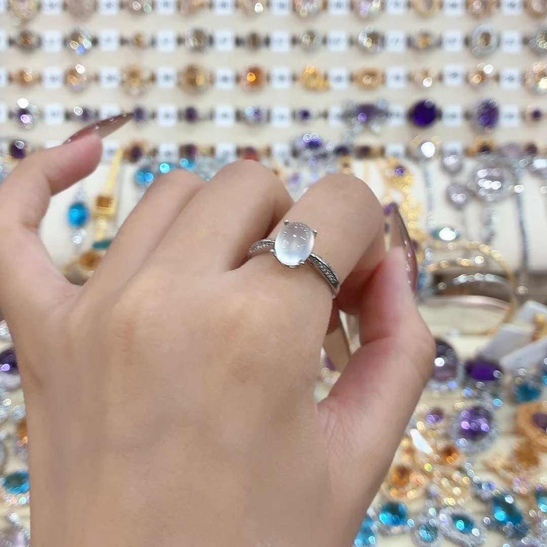 蛇纹石玉银S925镶嵌戒指