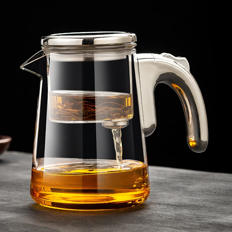 宜泡无杆磁吸飘逸杯泡茶壶全玻璃内胆茶水分离一键过滤冲茶器茶具