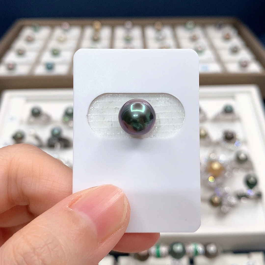 裸珠海水珍珠大溪地薰衣草色