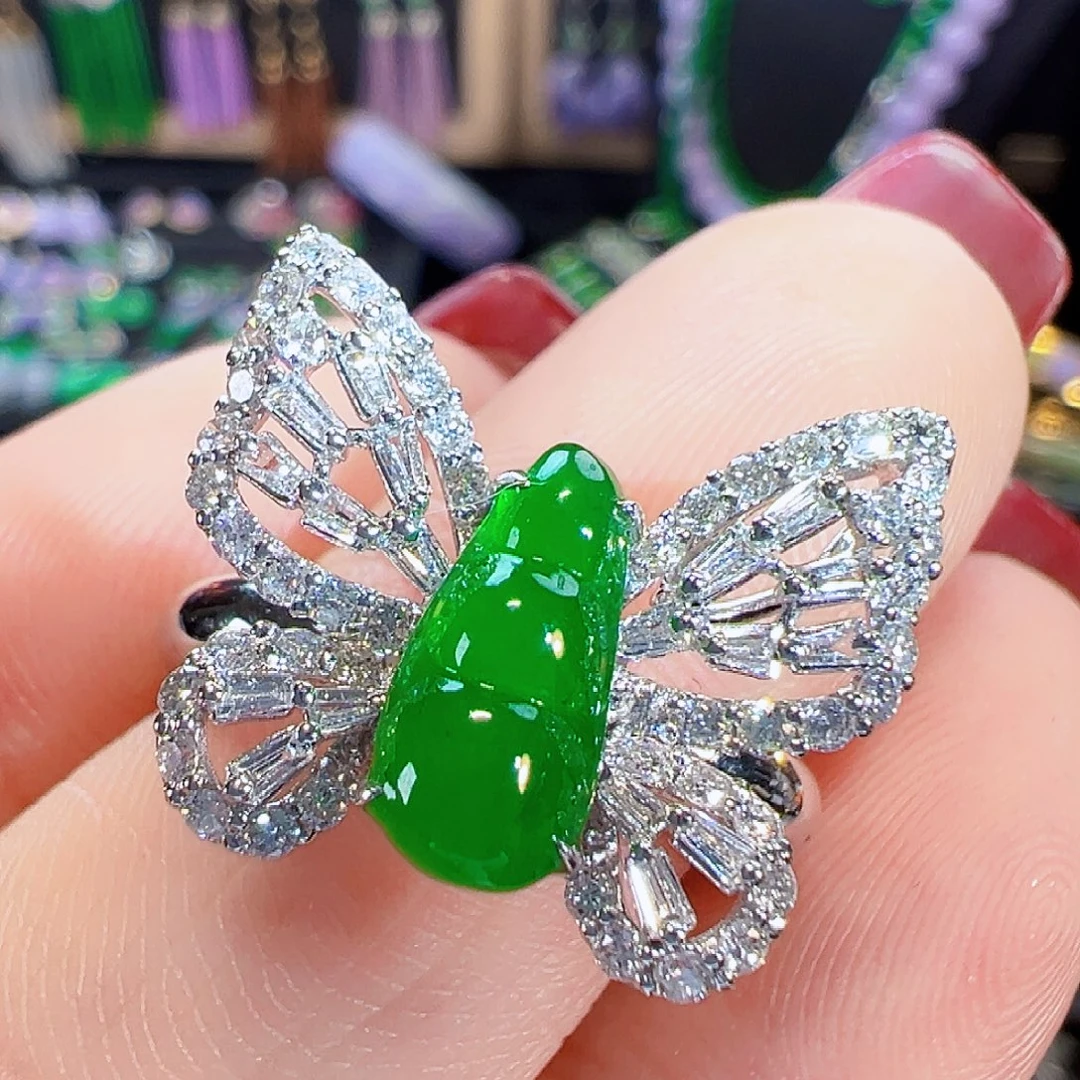 翡翠18K金镶嵌戒圈签收后24小时鉴赏期