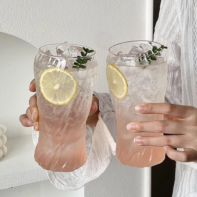 FAVMARTHA大容量果茶玻璃杯家用创意树纹轻奢高档透明喝水饮料精