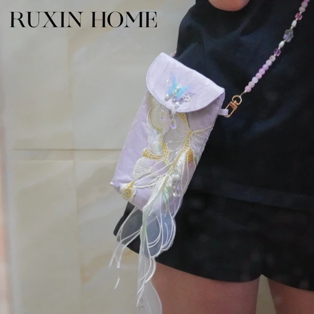 如馨·手机袋传统中国风蝴蝶刺绣斜挎包