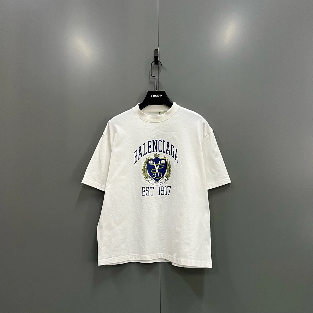 95新 Balenciaga/巴黎世家 （ll）麦穗剪刀短袖9新605957无领无洗标