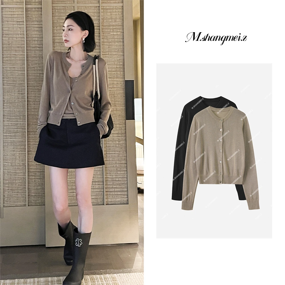 M.SHANGMEI.Z/沐熙【呼吸罩衫】美大哥网红圆领针织开衫上衣X062595