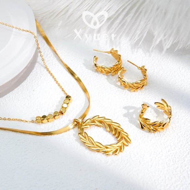 钛钢项链 Xyuer谢雨儿麦穗款双层链首饰套装