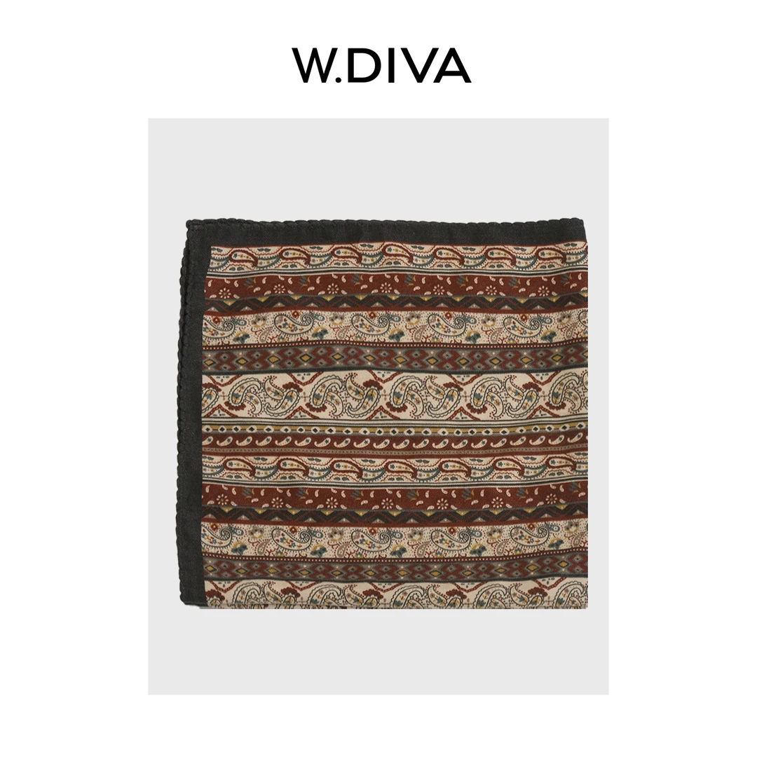 W.Diva【咖啡夜曲】民族风旅游110支绵羊毛绳绣卷边围巾50J042819
