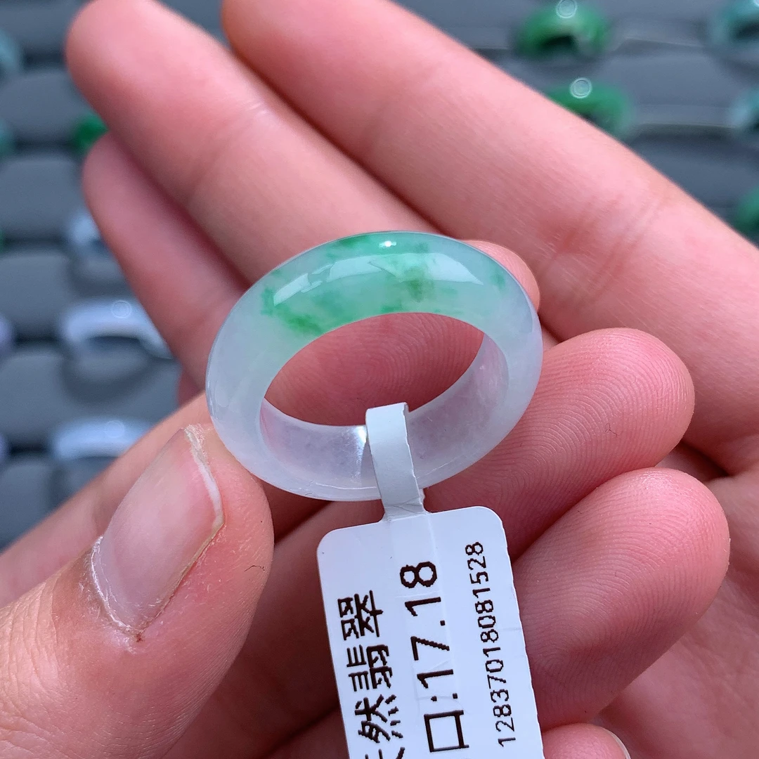 天然缅甸A货翡翠戒指17-18圈口81528
