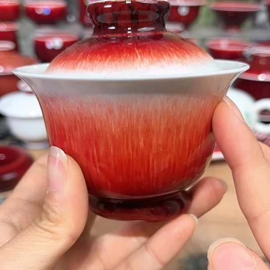 我***里景德镇陶瓷红马坊盖碗