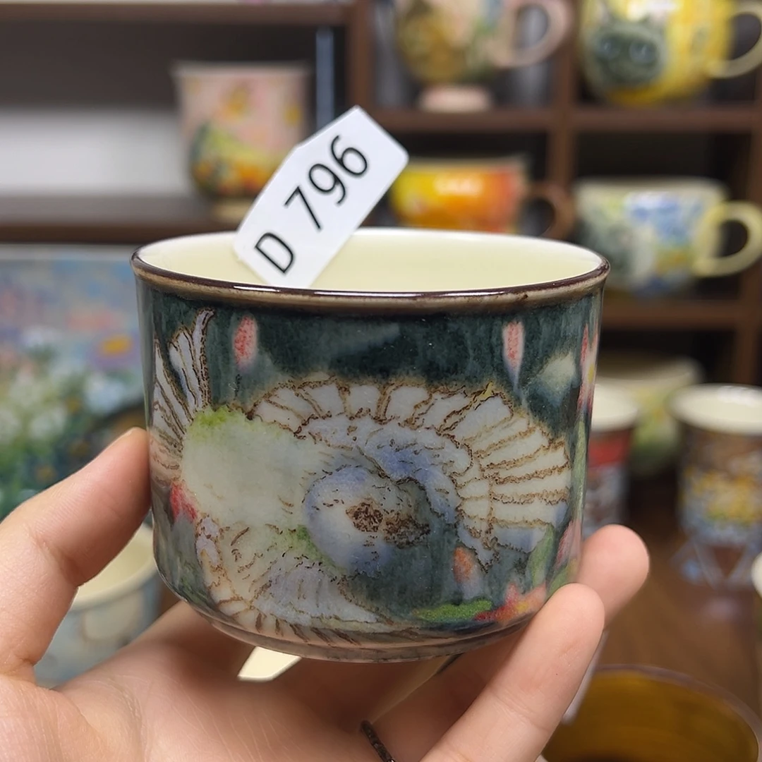 陶摆件原创手绘高温釉下彩